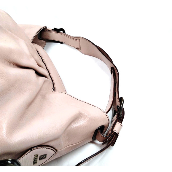 Authentic FENDI Pink Leather Shoulder Bag Buckle Strap Purse - Picture 4 of 9